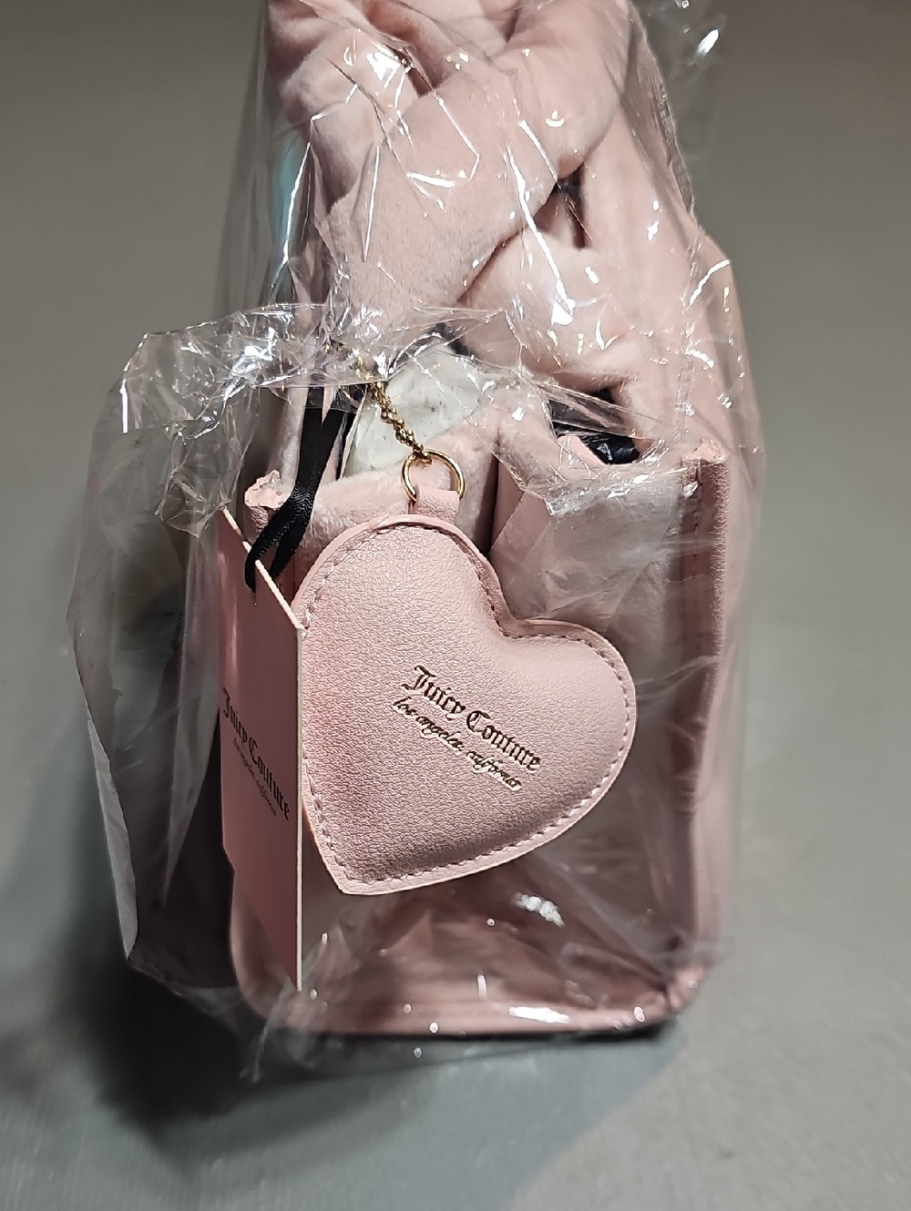 Juicy Couture Pink Mini Velour Logo Tote Crossbody Shoulder Hand Bag NWT - Picture 2 of 14